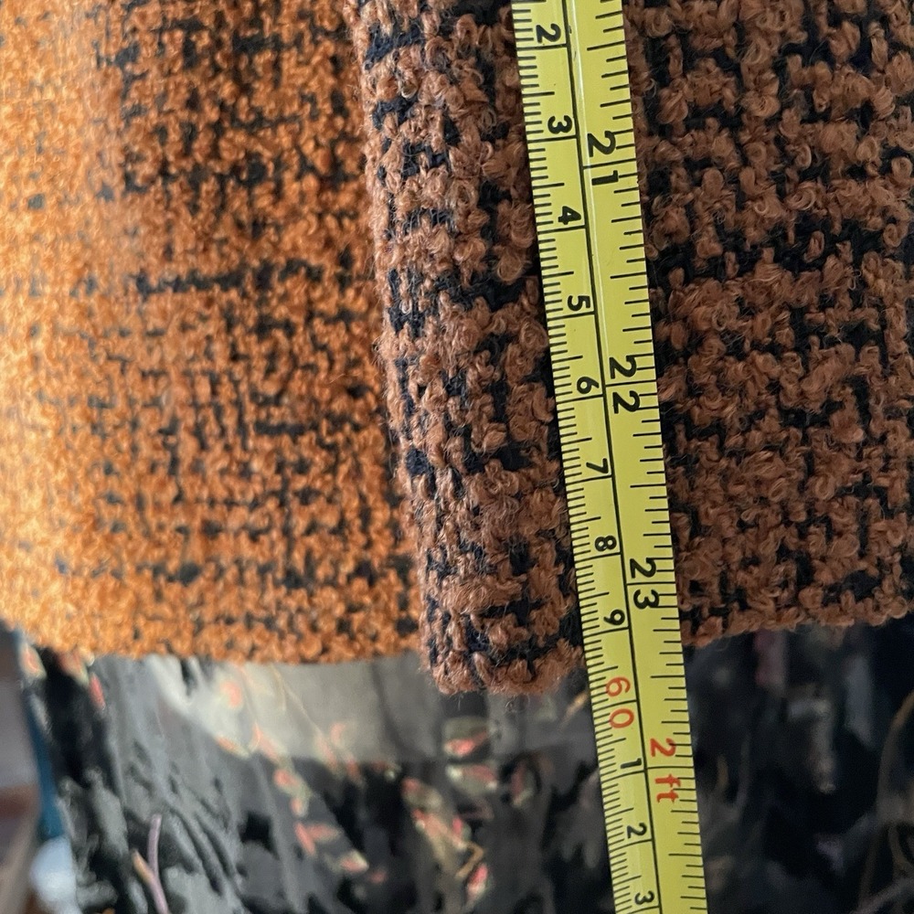 Linea by Louis Dell'Olio Boucle V-Neck Jacket Black/Caramel Size 6 - Picture 4 of 5